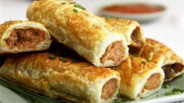 Roulés de pâte feuilletée farcis à la viande hachée