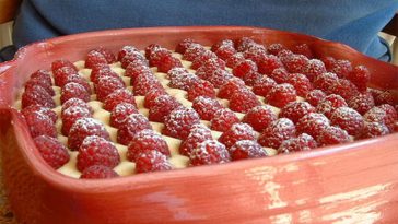 Tiramisu aux framboises congelées