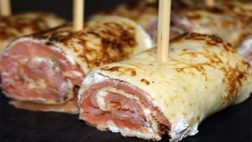 Roulés de crêpes au saumon