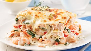 Lasagne au saumon et crevettes