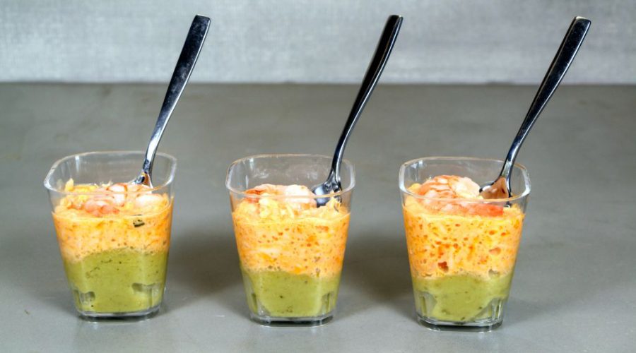 Verrine crabe avocat crevette