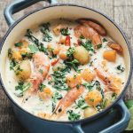 Blanquette de crevettes, potiron et crème de coco