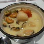 Cassolette de moules et St Jacques aux blancs de poireaux