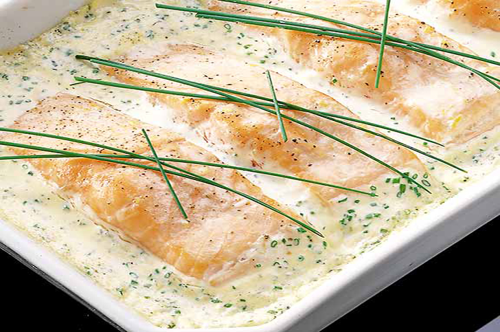 Filets de saumon à la crème ciboulette