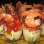 Verrine crevettes et crudités, sauce légère au fromage blanc