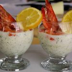 Verrine fraîcheur concombre, et crevettes roses