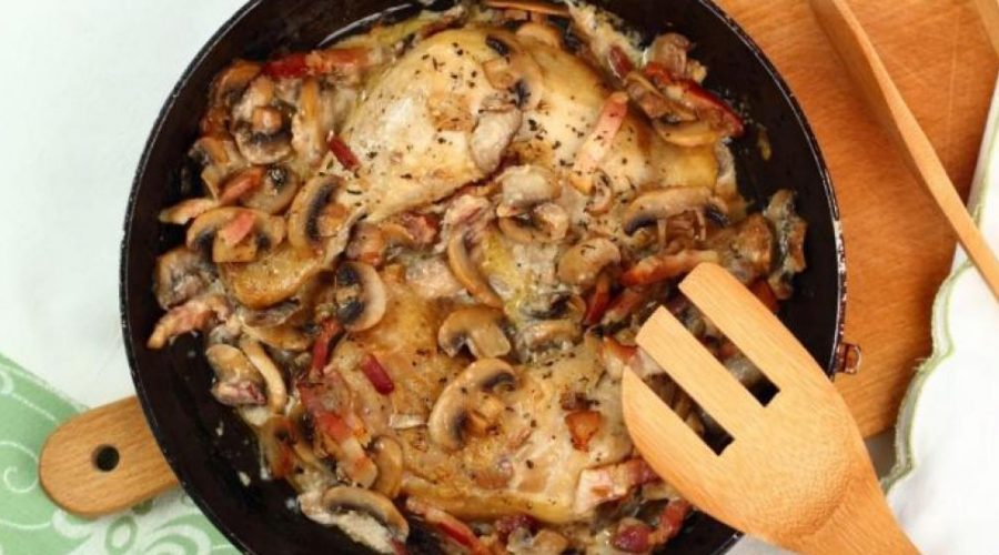 Poulet...champignon, bacon et sirop d'érable