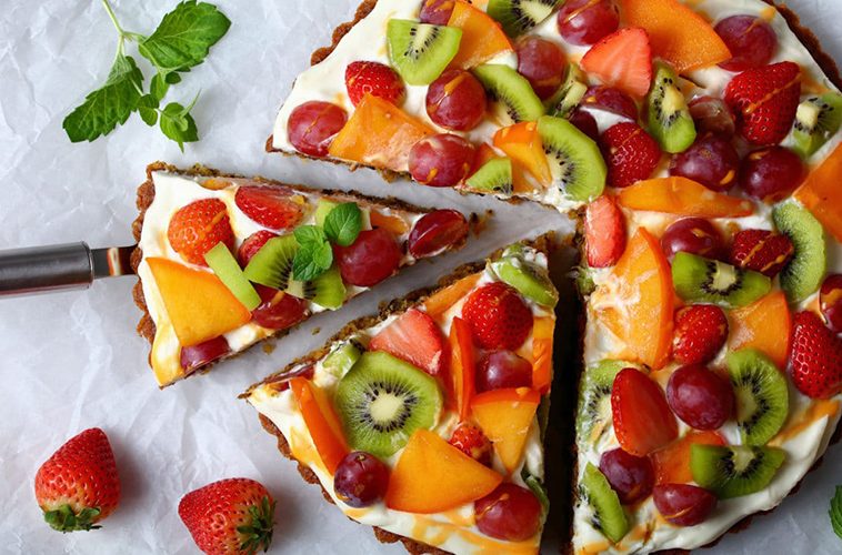 Tarte aux fruits sur crème mascarpone