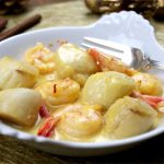 Recette saint-Jacques et crevettes au cidre et safran