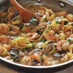 Pates aux crevettes et champignons recette facile