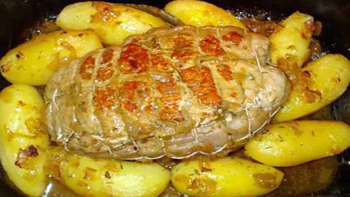 Rôti de veau aux pommes de terre au four