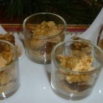 Verrine foie gras,compotée de mendiants et crumble noisette