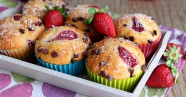 Muffins aux fraises et pépites de chocolat